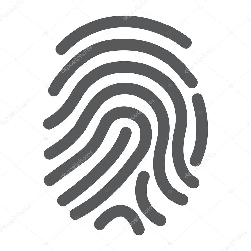Cryptographic signature glyph icon, security and identity, fingerprint sign, vector graphics, a solid pattern on a white background, eps 10.