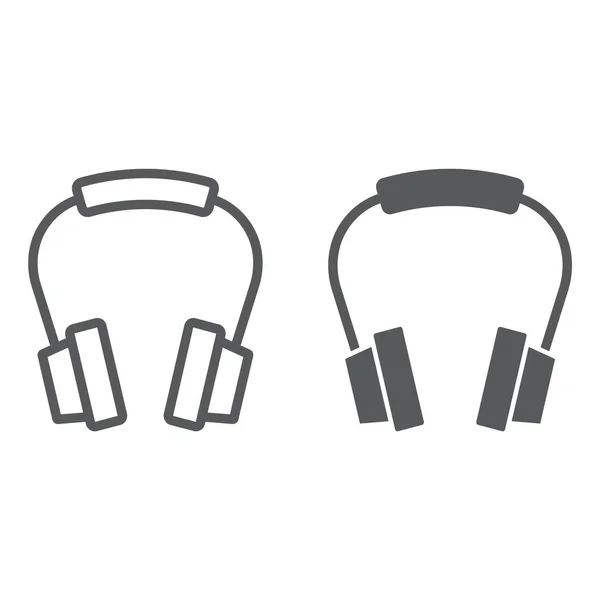 Hörlurar linje och glyph ikonen, hörluren och musik, headset tecken, vektorgrafik, en linjär mönster på en vit bakgrund, eps 10. — Stock vektor