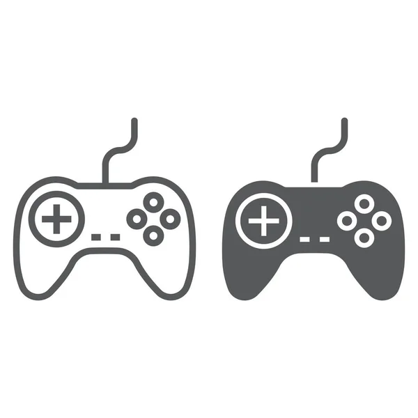 Gamepad-Linie und Glyphen-Symbol, Elektronik und Gerät, Game-Controller-Zeichen, Vektorgrafik, ein lineares Muster auf weißem Hintergrund, Folge 10. — Stockvektor