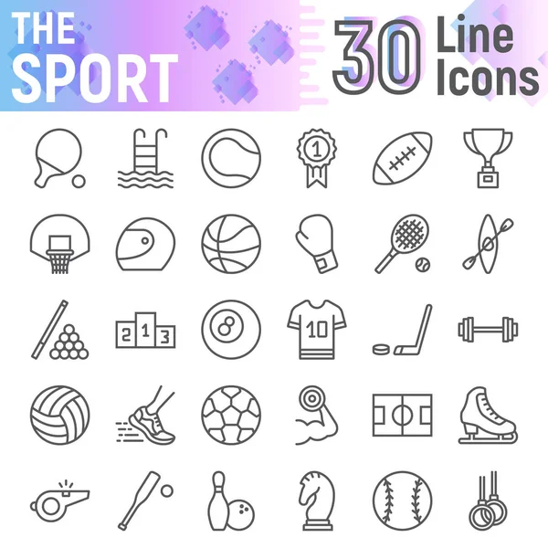 Juego de iconos de línea deportiva, colección de símbolos fitness, bocetos vectoriales, ilustraciones de logotipos, signos de juego paquete de pictogramas lineales aislados sobre fondo blanco, eps 10 . — Archivo Imágenes Vectoriales