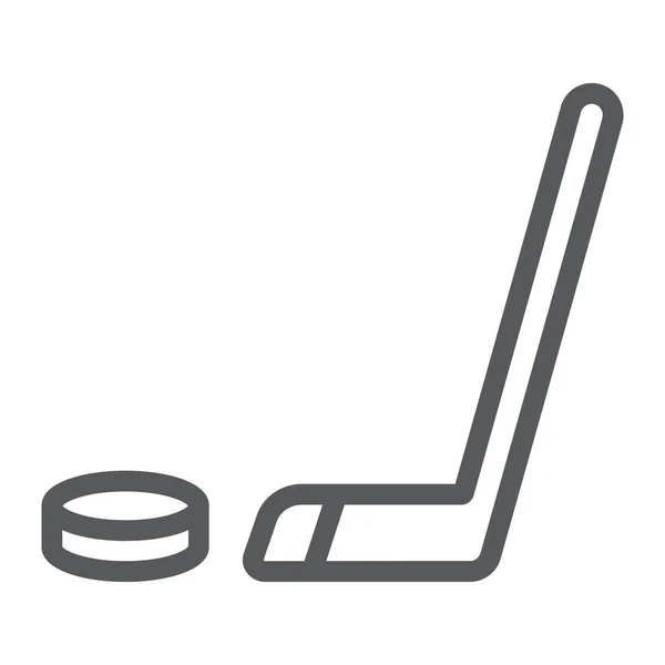 Icono de línea de hockey, juego y deporte, signo de palo de hockey, gráficos vectoriales, un patrón lineal sobre un fondo blanco, eps 10 . — Vector de stock