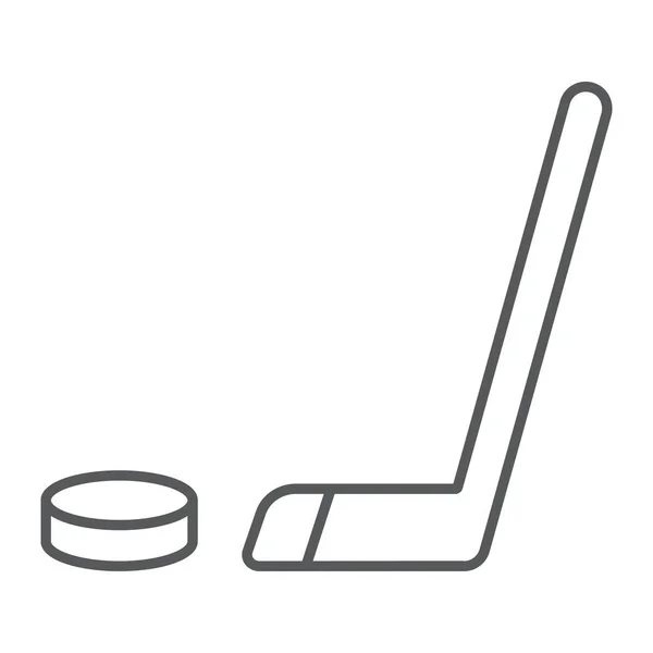Icône de ligne mince de hockey, jeu et sport, signe de bâton de hockey, graphiques vectoriels, un motif linéaire sur un fond blanc, eps 10 . — Image vectorielle