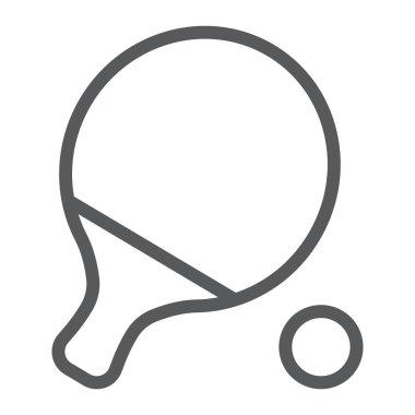 Ping pong satırı simgesi, oyun ve spor, işareti, vektör grafikleri, Doğrusal model beyaz bir arka planda eps 10 raket.