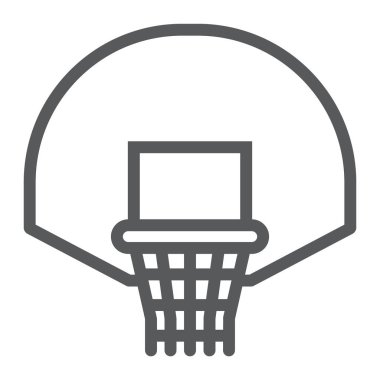Basketbol hoop satırı simgesi, oyun ve spor, sepet işareti, vektör grafikleri, Doğrusal model beyaz bir arka planda eps 10.