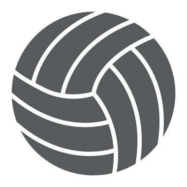 Voleybol glif simgesi, oyun ve spor, topu işareti, vektör grafikleri, beyaz bir arka planda eps 10 katı bir desen.