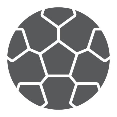 Futbol topu glif simgesi, oyun ve spor, futbol topu işareti, vektör grafikleri, beyaz bir arka planda eps 10 katı bir desen.