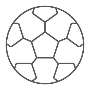 Futbol topu ince çizgi simgesi, oyun ve spor, futbol topu işareti, vektör grafikleri, Doğrusal model beyaz bir arka planda eps 10.