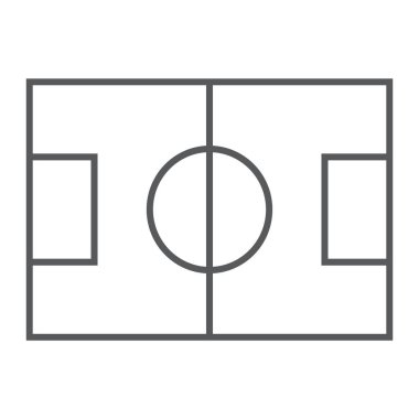 Futbol alan ince çizgi simgesi, oyun ve spor, alan işareti, vektör grafikleri, Doğrusal model beyaz bir arka planda eps 10 oynamak.