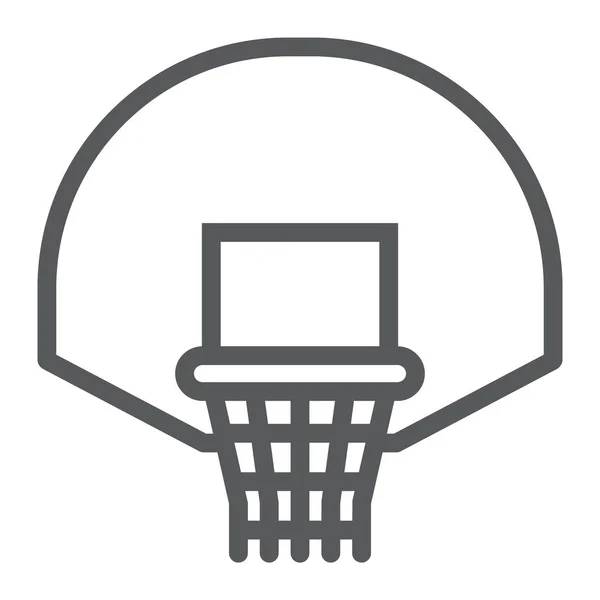 Icono de línea de aro de baloncesto, juego y deporte, signo de cesta, gráficos vectoriales, un patrón lineal sobre un fondo blanco, eps 10 . — Archivo Imágenes Vectoriales