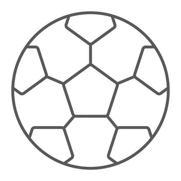 Pelota de fútbol icono de línea delgada, juego y deporte, signo de pelota de fútbol, gráficos vectoriales, un patrón lineal sobre un fondo blanco, eps 10 . — Vector de stock