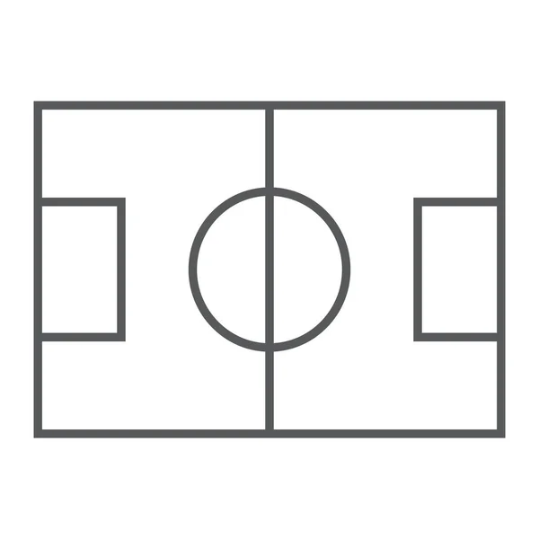 Campo de fútbol icono de línea delgada, juego y deporte, signo de campo de juego, gráficos vectoriales, un patrón lineal sobre un fondo blanco, eps 10 . — Vector de stock