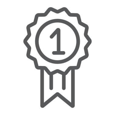 Ödülü satırı simgesi, rozet ve Ödülü, madalya işareti, vektör grafikleri, Doğrusal model beyaz bir arka planda eps 10.