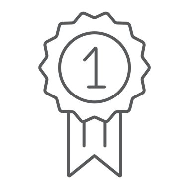 Ödül ince çizgi simgesi, rozet ve Ödülü, madalya işareti, vektör grafikleri, Doğrusal model beyaz bir arka planda eps 10.