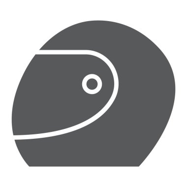 Kask glif simgesi, koruma ve motor sporları, motosiklet kask işareti, vektör grafikleri, sağlam bir desen beyaz bir arka plan üzerinde eps 10 yarış.