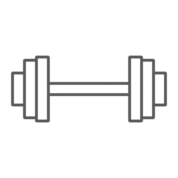 Levantamiento de pesas icono de línea delgada, gimnasio y deporte, signo de barra, gráficos vectoriales, un patrón lineal sobre un fondo blanco, eps 10 . — Vector de stock