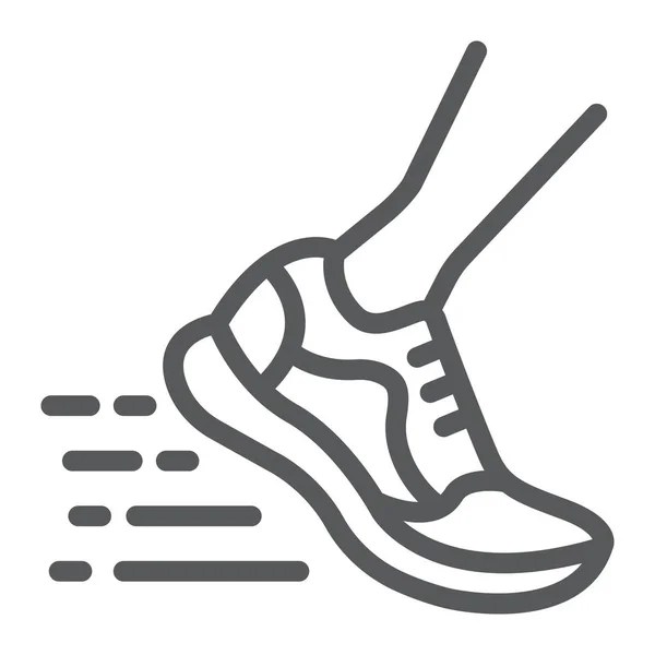 Icono de línea rápida, calzado y deporte, signo de zapatos deportivos, gráficos vectoriales, un patrón lineal sobre un fondo blanco, eps 10 . — Vector de stock