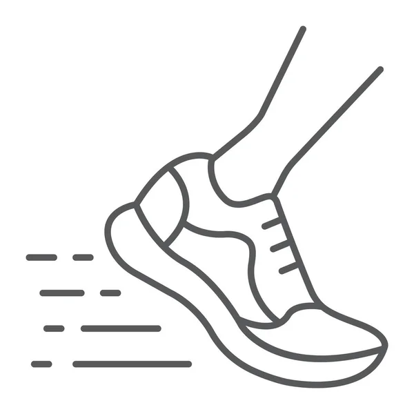 Icône de ligne mince rapide, chaussures et sport, panneau de chaussures de sport, graphiques vectoriels, un motif linéaire sur fond blanc, eps 10 . — Image vectorielle