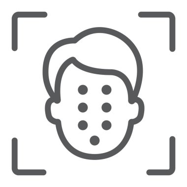 Kimliği satırı simgesi yüz, yüz tanıma ve yüz tanıma, yüz tarama işareti, vektör grafikleri, Doğrusal model beyaz bir arka planda eps 10.