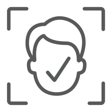 Kimliği satırı simgesi yüz, yüz tanıma ve yüz tanıma, yüz tarama işareti, vektör grafikleri, Doğrusal model beyaz bir arka planda eps 10.