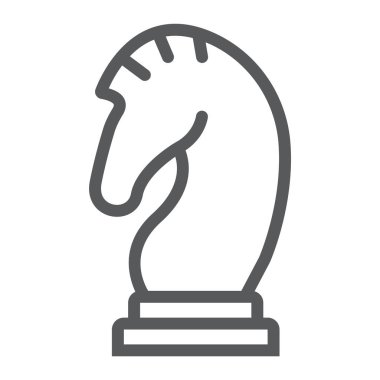 Satranç satırı simgesi, oyun ve spor, at satranç işareti, vektör grafikleri, Doğrusal model beyaz bir arka planda eps 10 rakam.