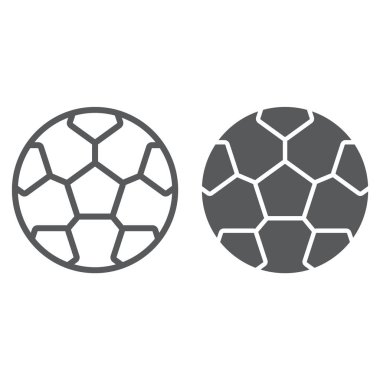 Futbol çizgi ve glif simgesi, oyun ve spor, futbol topu işareti, vektör grafikleri, Doğrusal model beyaz bir arka planda eps 10.