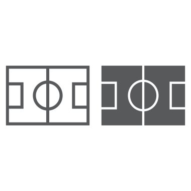 Futbol alanı satır ve karakter simgesi, oyun ve spor oynarken, işareti, vektör grafikleri, Doğrusal model beyaz bir arka planda eps 10 alan.