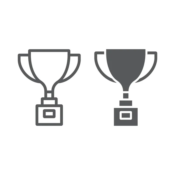 奖励杯线和字形图标, 获奖和奖品, 奖杯杯标志, 矢量图形, 一个白色背景的线性模式, eps 10. — 图库矢量图片