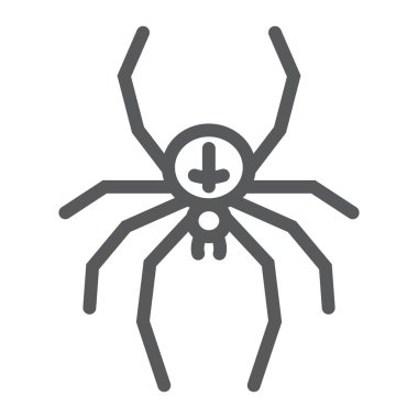 Örümcek satırı simgesi, hayvan ve Araknid, Cadılar Bayramı işareti, vektör grafikleri, Doğrusal model beyaz bir arka planda eps 10.