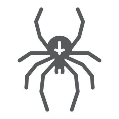 Örümcek glif simgesi, hayvan ve Araknid, Cadılar Bayramı işareti, vektör grafikleri, beyaz bir arka planda eps 10 katı bir desen.