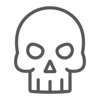 Kafatası satırı simgesi, Cadılar Bayramı ve ölüm, iskelet işareti, vektör grafik, bir doğrusal model beyaz bir arka planda eps 10.