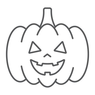 Halloween pumpkin thin line icon, autumn and decoration, food sign, vector graphics, a linear pattern on a white background, eps 10. clipart