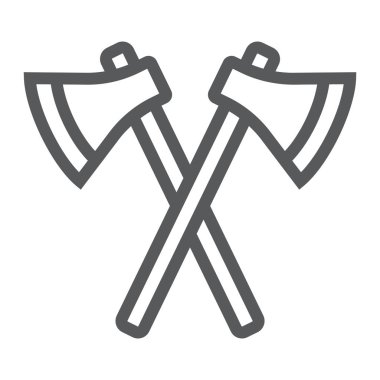 Eksen satır simgesi, silah ve balta, çapraz eksen işareti, vektör grafikleri, Doğrusal model beyaz bir arka planda eps 10.