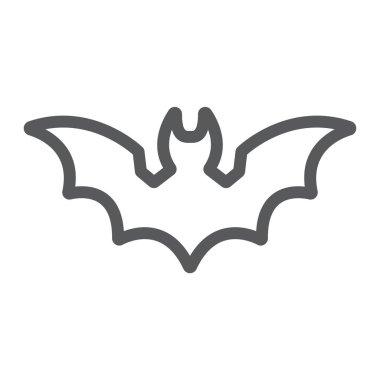 Satırı simgesi, hayvan ve Cadılar Bayramı, Drakula işareti, vektör grafik, bir doğrusal model beyaz bir arka plan üzerinde eps 10 yarasa.