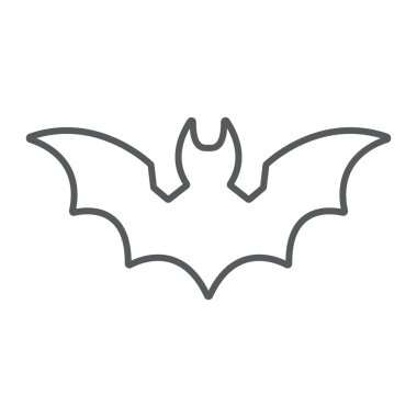 İnce çizgi simgesi, hayvan ve Cadılar Bayramı, Drakula işareti, vektör grafikleri, Doğrusal model beyaz bir arka plan üzerinde eps 10 yarasa.