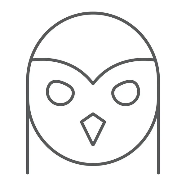 Owl tunn linje-ikonen, djur och vilda, halloween tecken, vektorgrafik, en linjär mönster på en vit bakgrund, eps 10. — Stock vektor
