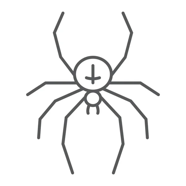 Ícone de linha fina de aranha, animal e aracnídeo, sinal de Halloween, gráficos vetoriais, um padrão linear em um fundo branco, eps 10 . — Vetor de Stock