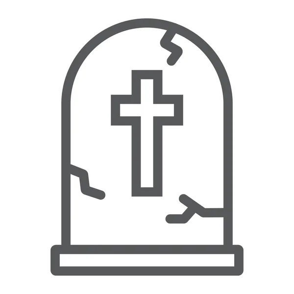 Icono de la línea de la lápida, Halloween y la muerte, signo grave, gráficos vectoriales, un patrón lineal sobre un fondo blanco, eps 10 . — Archivo Imágenes Vectoriales