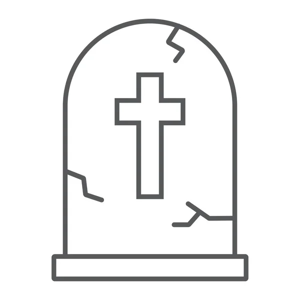 Tombstone thin line icon, halloween and death, grave segno, grafica vettoriale, un modello lineare su uno sfondo bianco, eps 10 . — Vettoriale Stock