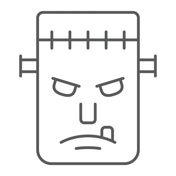 Frankenstein Icône Ligne Mince Monstre Halloween Signe Zombie Graphiques Vectoriels — Image vectorielle
