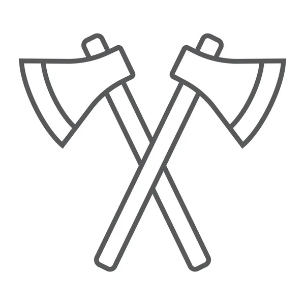 Axes thin line icon, waffe und beil, cross axes sign, vektorgrafik, ein lineares muster auf weißem hintergrund, Folge 10. — Stockvektor