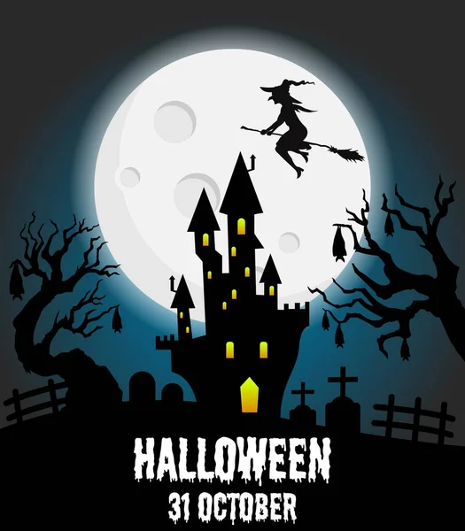 Felice poster vettoriale di Halloween, banner di Halloween, sfondo di Halloween, festa di Halloween, illustrazione vettoriale . — Vettoriale Stock