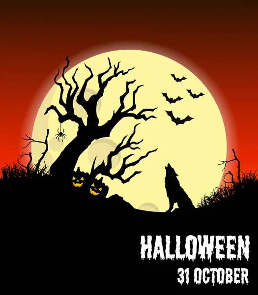 Felice poster vettoriale di Halloween, banner di Halloween, sfondo di Halloween, festa di Halloween, illustrazione vettoriale . — Vettoriale Stock