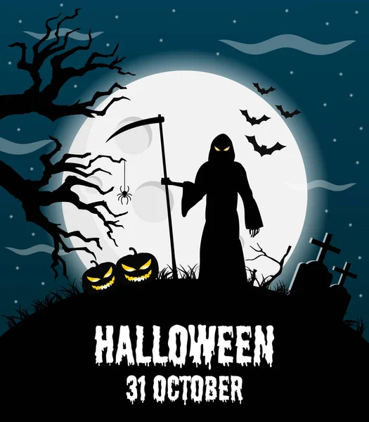 Felice poster vettoriale di Halloween, banner di Halloween, sfondo di Halloween, festa di Halloween, illustrazione vettoriale . — Vettoriale Stock