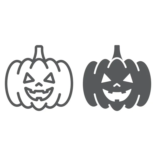Halloween dýně linie a glyf ikonu, podzim a dekorace, potravinářské znamení, vektory, lineární vzor na bílém podkladu, eps 10. — Stockový vektor