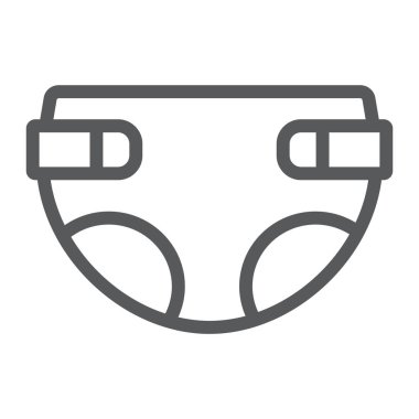 Bebek bezi satırı simgesi, Bebek ve bebek bezi, vektör grafikleri, Doğrusal model beyaz bir arka plan üzerinde hijyen işareti,.