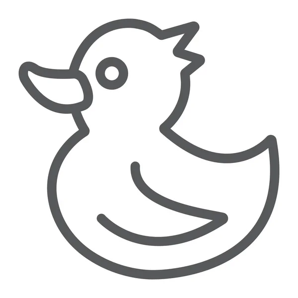 Icono de línea de pato de goma, juguete y baño, signo animal, gráficos vectoriales, un patrón lineal sobre un fondo blanco . — Vector de stock