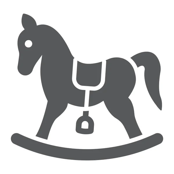 Ícone de glifo de cavalo balançando, bebê e brinquedo, signo de pônei, gráficos vetoriais, um padrão sólido em um fundo branco . — Vetor de Stock