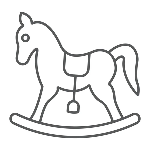 Rocking caballo delgada línea icono, bebé y juguete, signo de caballo, gráficos vectoriales, un patrón lineal sobre un fondo blanco . — Archivo Imágenes Vectoriales