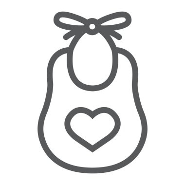 Bebek önlüğü satırı simgesi, çocuk ve giyim, giyim işareti, vektör grafikleri, Doğrusal model beyaz bir arka plan üzerinde.