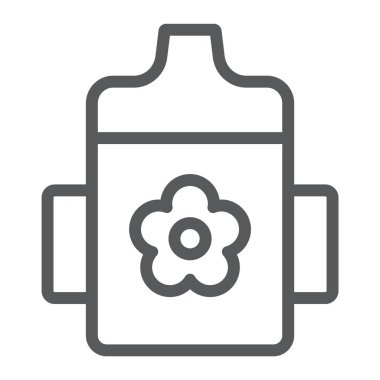 Bebek Kupası satırı simgesi, çocuk ve şişe, konteyner işareti, vektör grafikleri, Doğrusal model beyaz bir arka plan üzerinde.